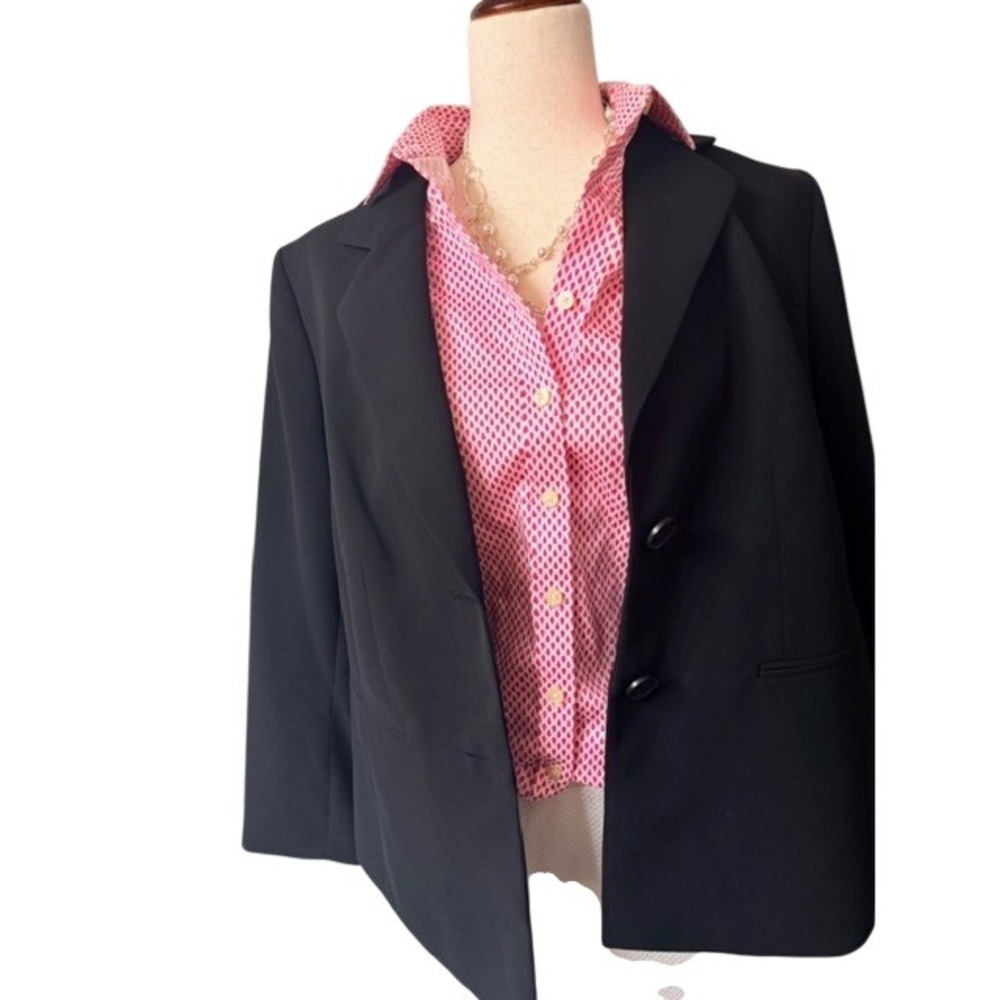 Banana Republic Pink White Blouse Geometric Print Button Up Size 4 - Picture 4 of 7